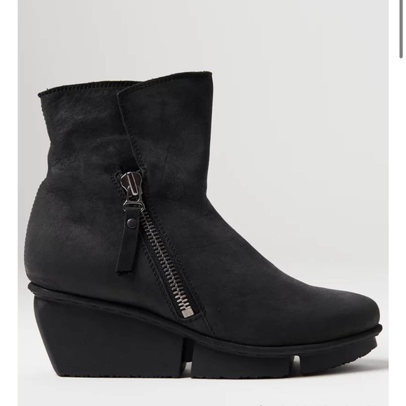 TRIPPEN Blaze Black Side-Zip Wedge Platform Leather Ankle Boots booties 40 EU - Picture 2 of 12
